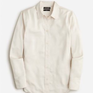 NWT J.Crew Womens Slim-fit drapey shirt in luster crepe, Natural, Size 10